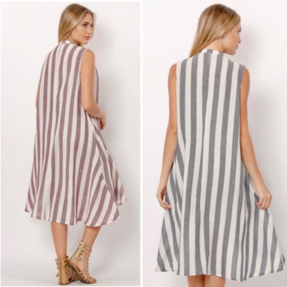 DROP WAIST STRIPE SHIRT DRESS - Picture 3 of 8
